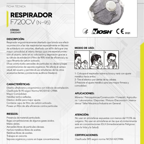 MASCARILLA RESPIRADOR F720 CARBON ACTIVADO Y VALVULA VICSA