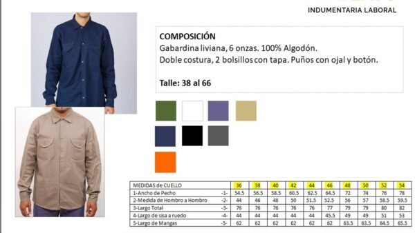 CAMISA DE TRABAJO LINEA ECONOMICA - Imagen 2