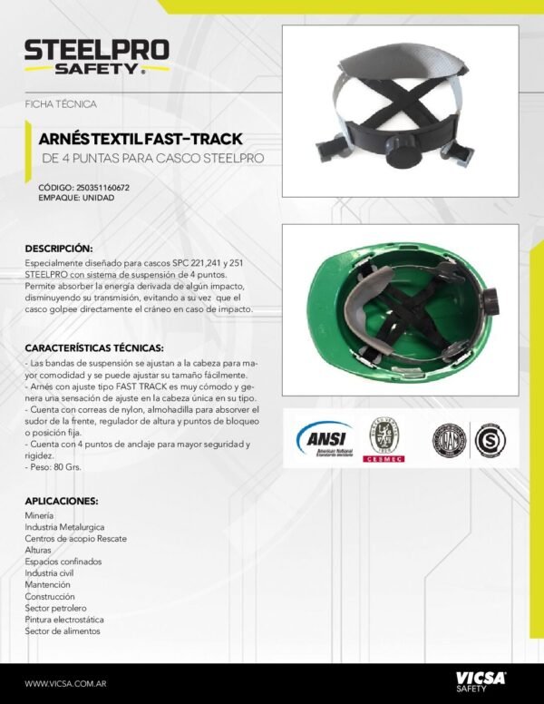 ARNÉS TEXTIL FAST- TRACK PARA CASCO STEELPRO - Imagen 4