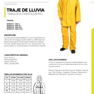 TRAJE LLUVIA CHAQUETA Y PANTALÓN VICSA