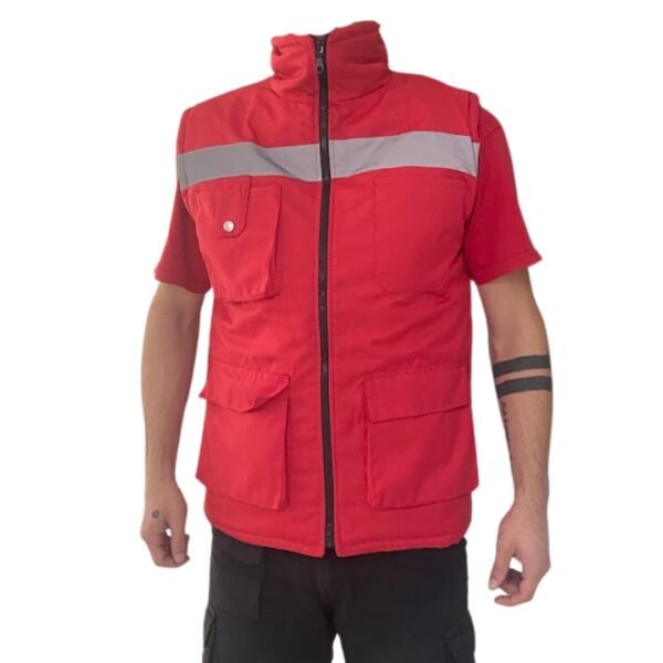 CHALECO TERMICO VIAL ROJO CON REFLEX Y BOLSILLOS