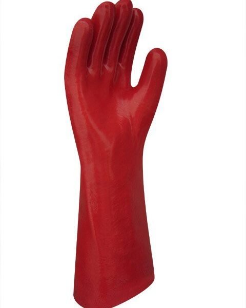 GUANTE PVC ROJO ENTELADO LARGO 40 CM LIVIANO
