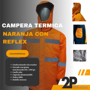 CAMPERA TERMICA TRUCKER MATELASEADA NARANJA CON REFLEX