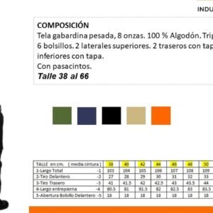 PANTALON DE TRABAJO CARGO LINEA ECONOMICA