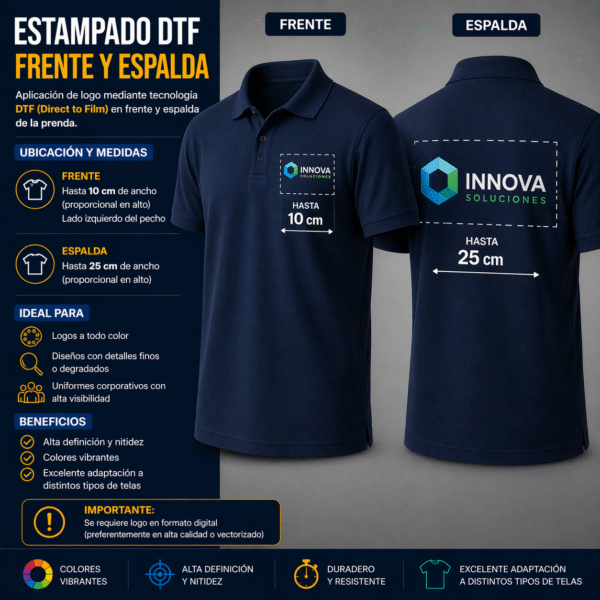 LOGO FRENTE Y ESPALDA MEDIANTE DTF