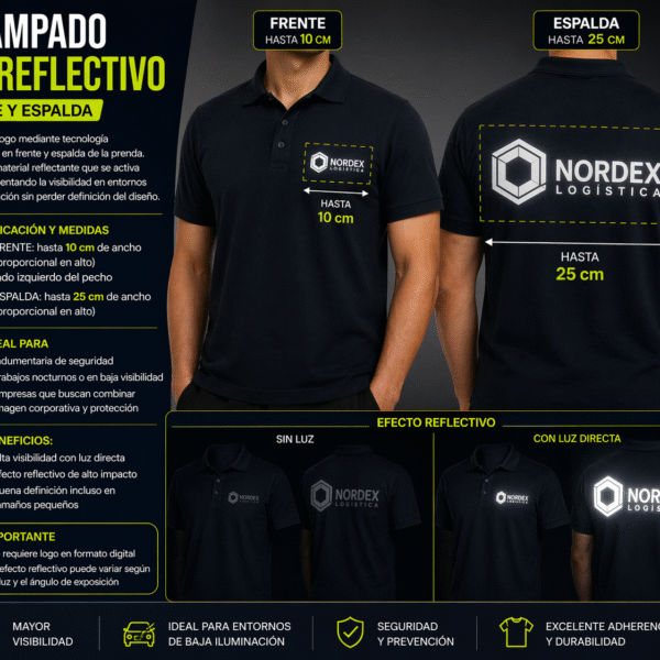 LOGO DTF REFLECTIVO FRENTE Y ESPALDA MEDIANTE DTF