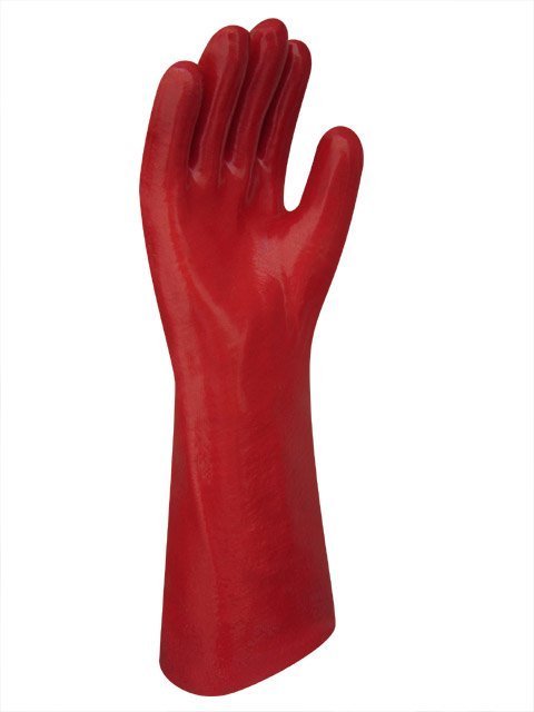 GUANTE PVC ROJO ENTELADO LARGO 40 CM LIVIANO