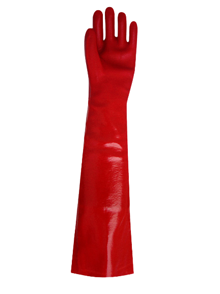 GUANTE PVC ROJO ENTELADO LARGO 70 CM LIVIANO