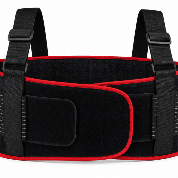 FAJA LUMBAR REFORZADA 6 ballenas RIBETE ROJO